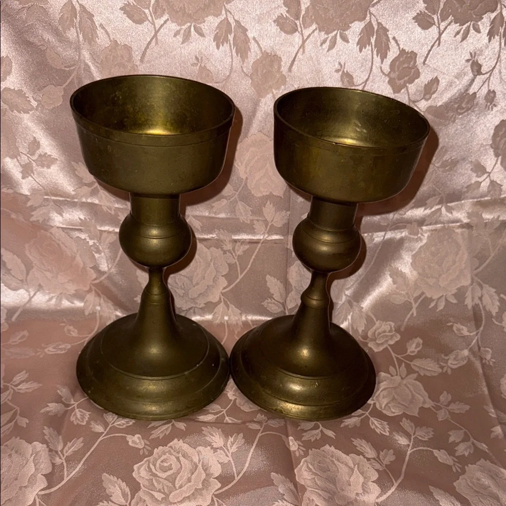 Vintage Solid Brass Candle Holders - Picture 1 of 3